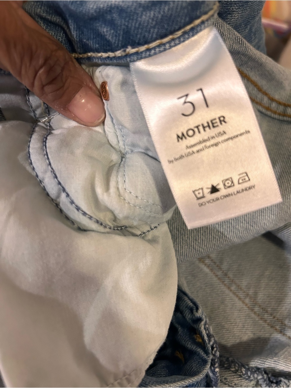 MOTHER High Waisted Rider Skimp Jeans - Light Blue Denim - Picture 8 of 8
